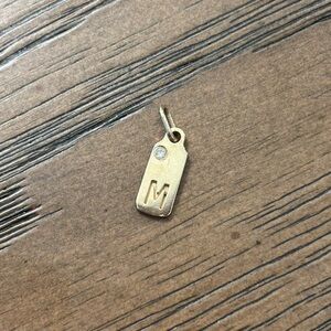 Mini Mini Jewels Diamond Accented Gold 14K Initial Dog Tag Pendant Letter M